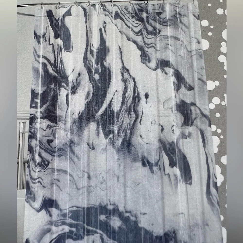Navy Blue Ocean Surf Waves Peva Shower Curtain Beach Nautical Coastal